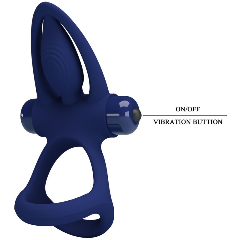 PRETTY LOVE – Double Anneau Vibrant & Stimulateur Anal Bleu