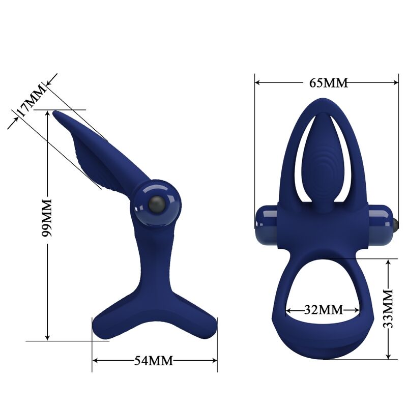 PRETTY LOVE – Double Anneau Vibrant & Stimulateur Anal Bleu