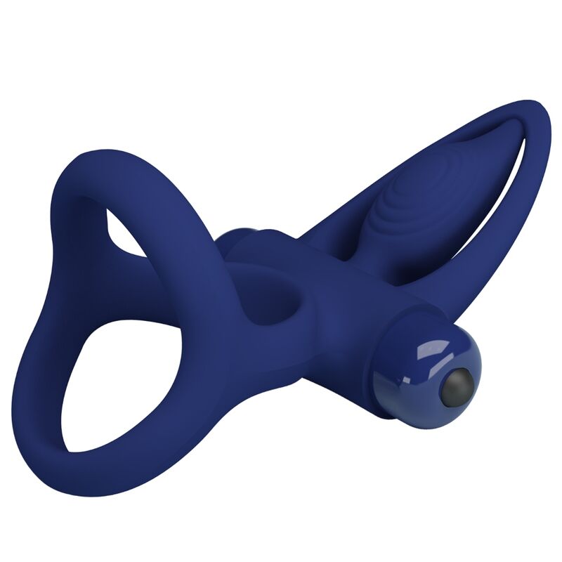 PRETTY LOVE – Double Anneau Vibrant & Stimulateur Anal Bleu